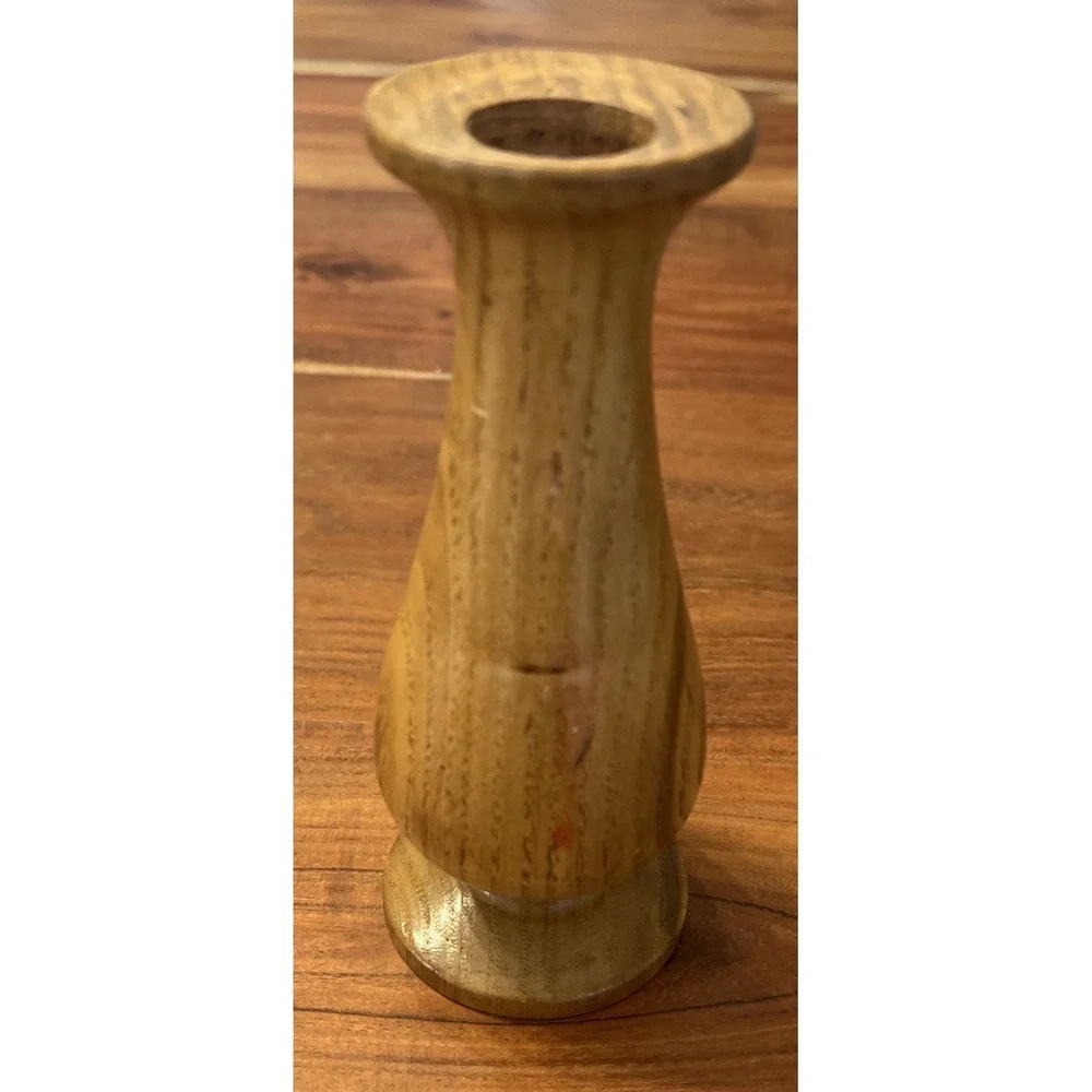 Hand Carved Chestnut Wood Vase Rustic‎ 6.5
